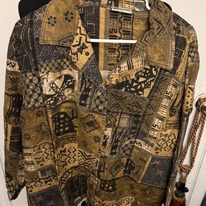 Chico's Mustard Yellow and Black Patterned Blazer Jacket